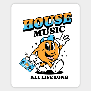 HOUSE MUSIC  - Retro Mascot All Life Long (black/orange/blue) Magnet